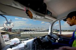 A Bunzl Catering Supplies driver delivering to the London 2012 Olympic Park